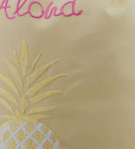 「Aloha」パイナップル刺繍入りトラベル巾着 - Image 6