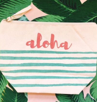 「Aloha」 ストライプ キャンバスポーチ